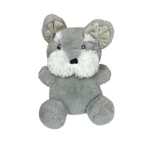 Adventure Planet Stuffed Plush Gray Schnauzer Dog Sewn On Eyes 9" Soft Newborn +